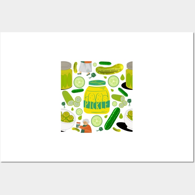 Pickle Lovers Pattern Wall Art by GemmasGems